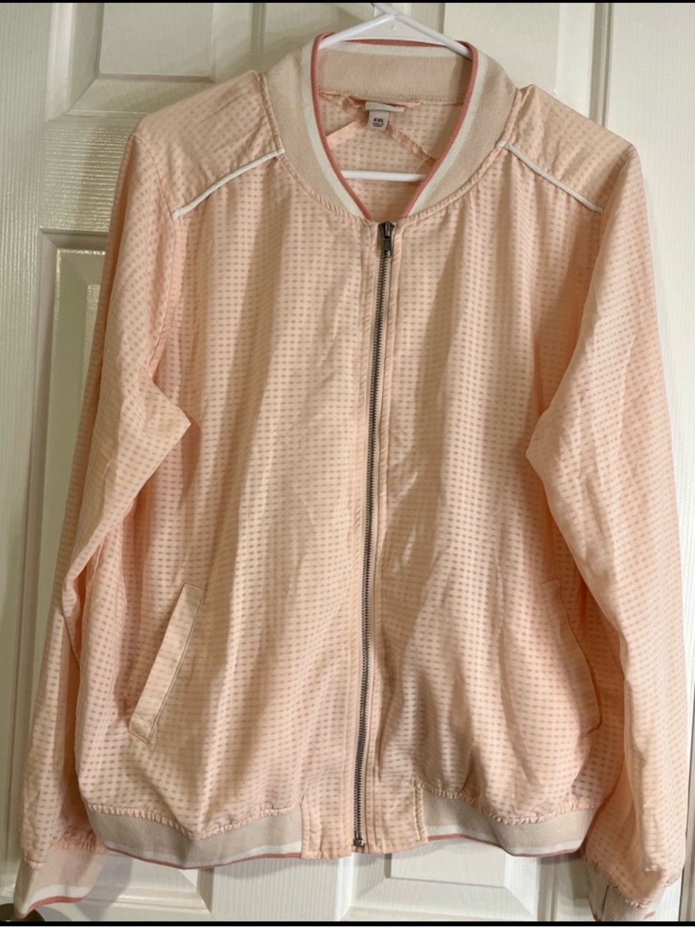 Merona Peach Bomber Jacket with White Trim